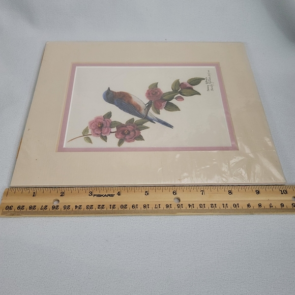 Nancy Zittrain Bluebird With Flowers Print With Mat SIGNED NUMBERED - Picture 6 of 16